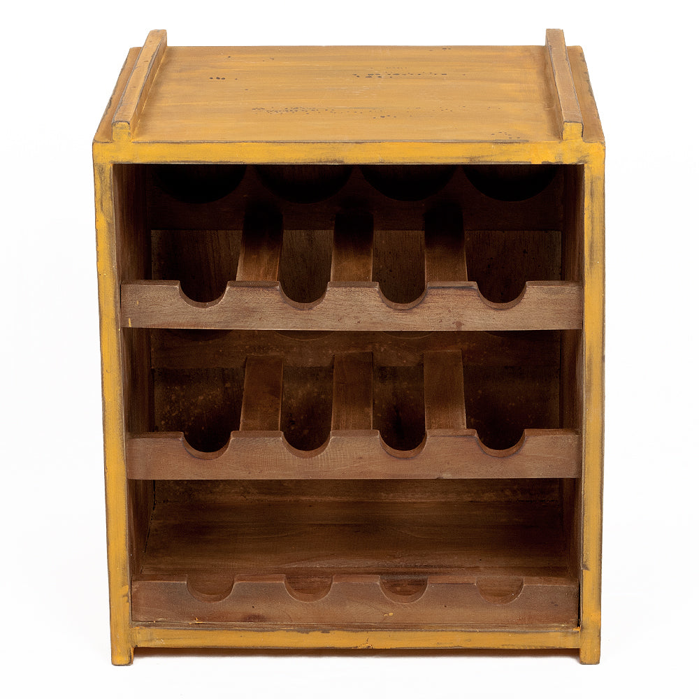 Flaschenbox SURAT Antique Yellow ca. H40cm Mahagoni Shabby Weinregal