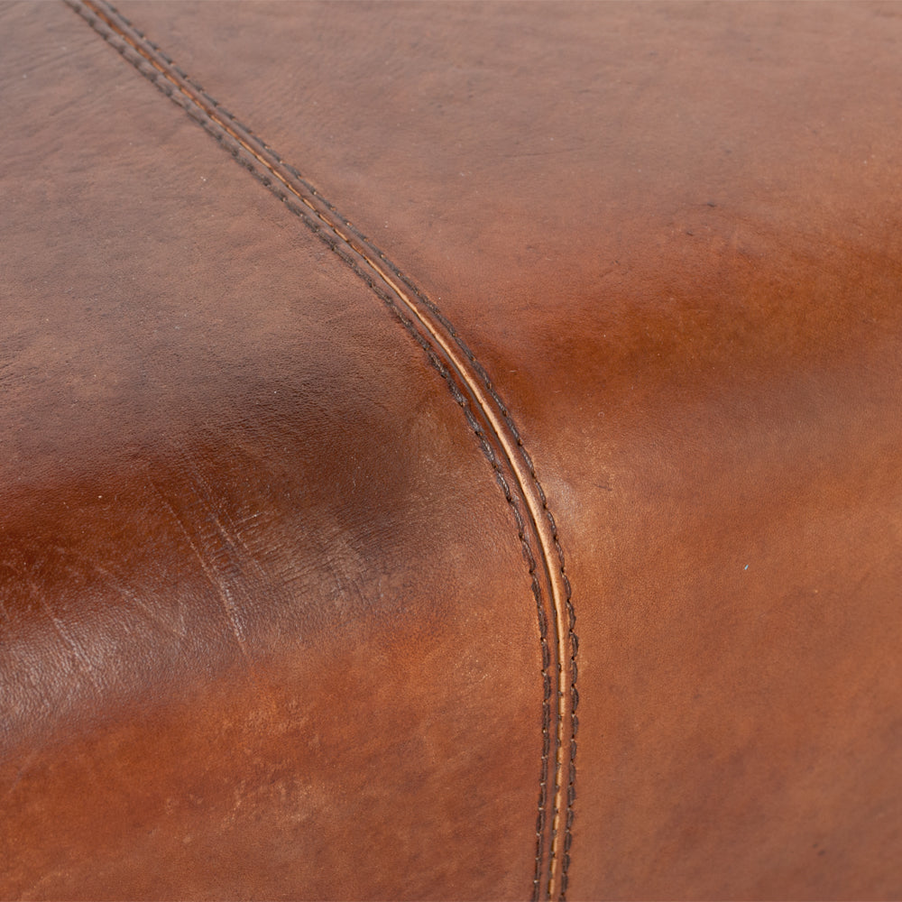 Leder Bank MAXI-L Cognac ca. L120cm Teak