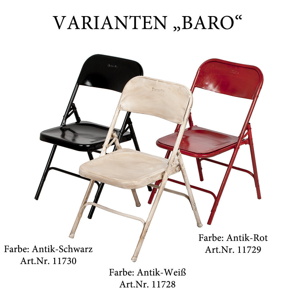 Metall Klappstuhl BARO Antik-Weiß