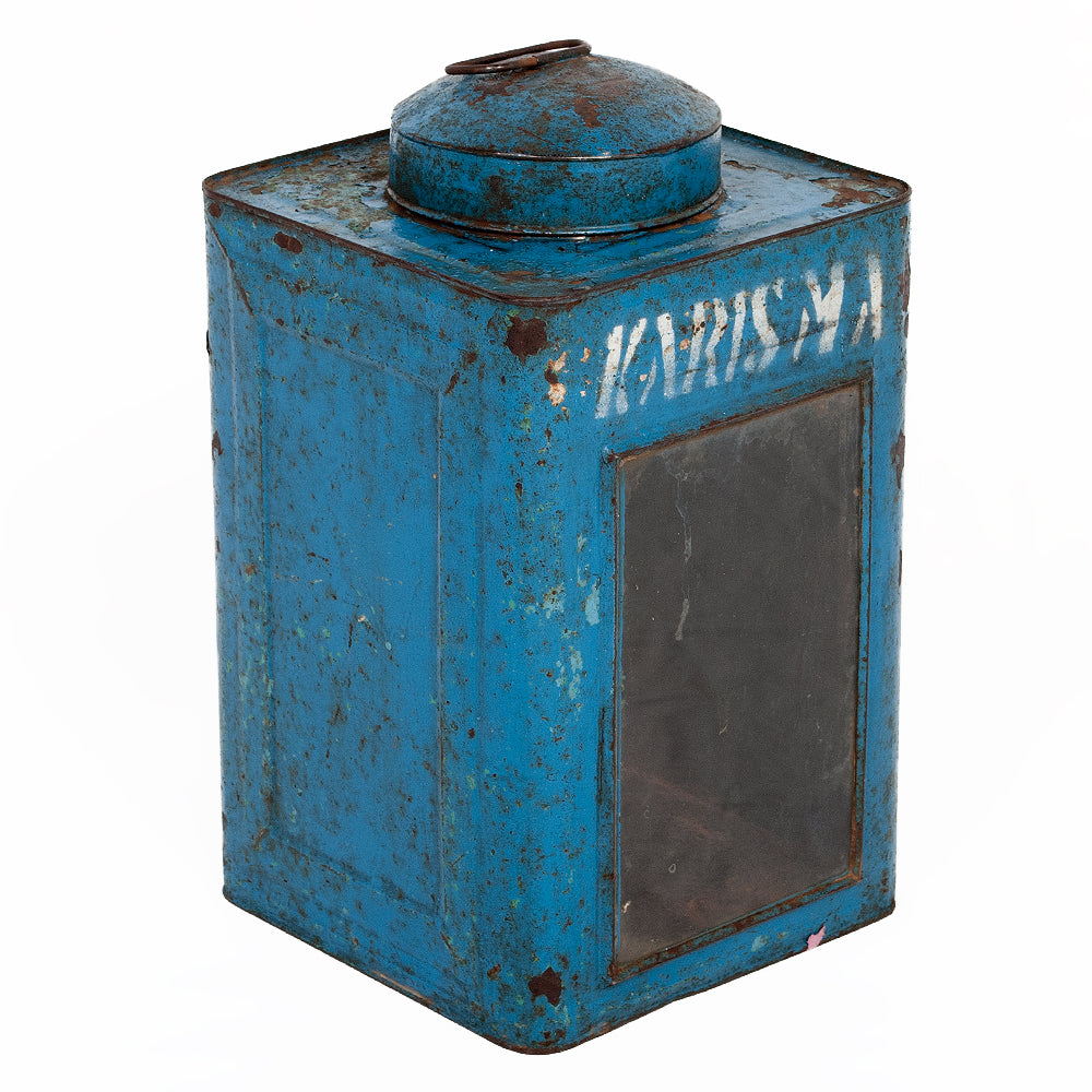 Metall Laterne CRACK ca. H40cm Antik-Blau