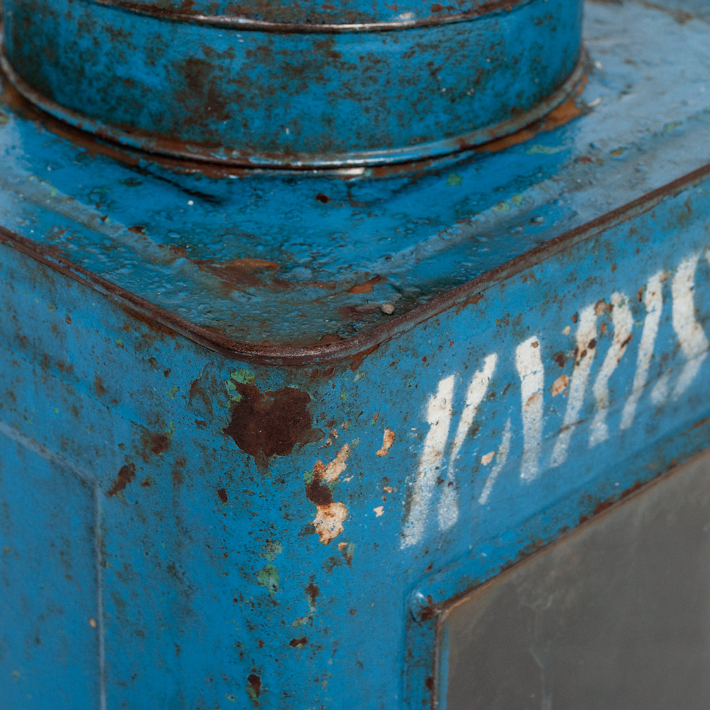 Metall Laterne CRACK ca. H40cm Antik-Blau