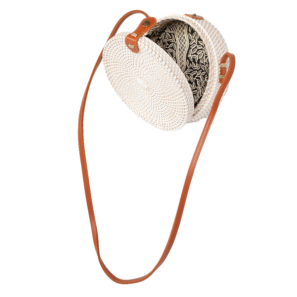 Rattan Handtasche TONDO ca. D20cm White Wash