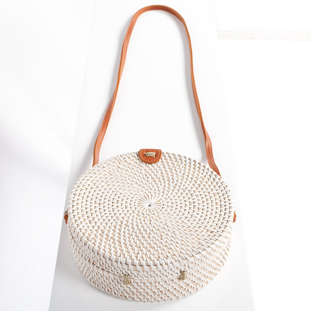 Rattan Handtasche TONDO ca. D20cm White Wash