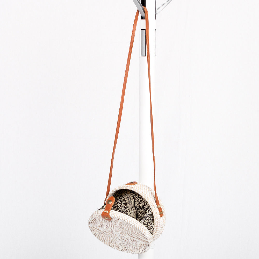 Rattan Handtasche TONDO ca. D20cm White Wash
