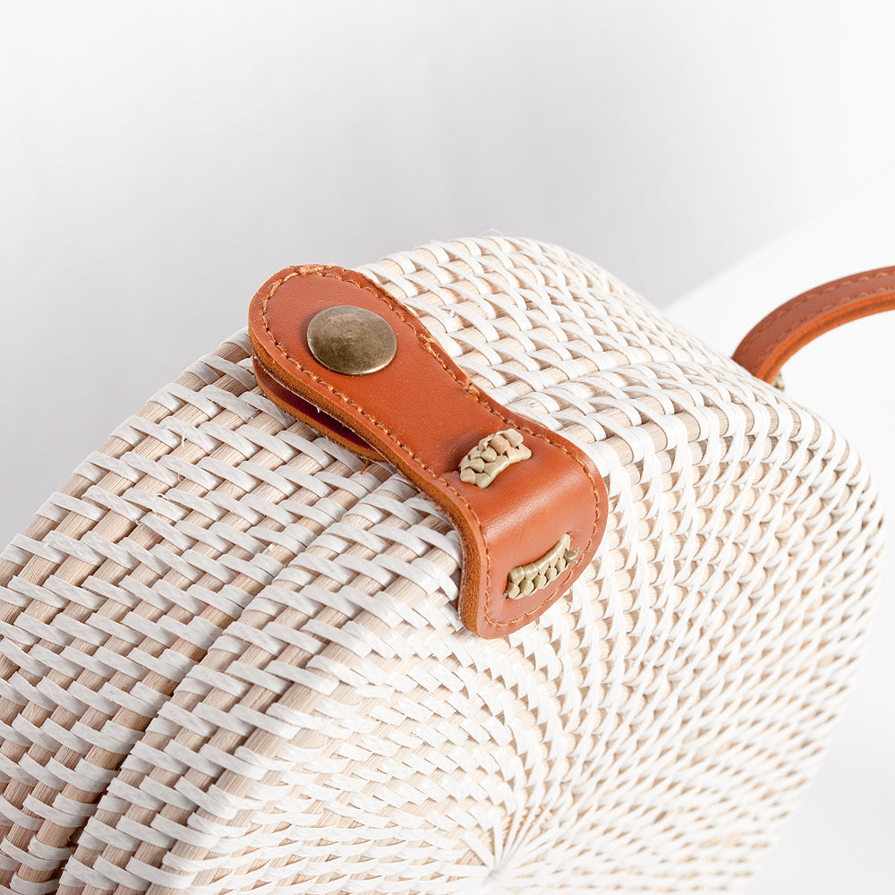 Rattan Handtasche TONDO ca. D20cm White Wash