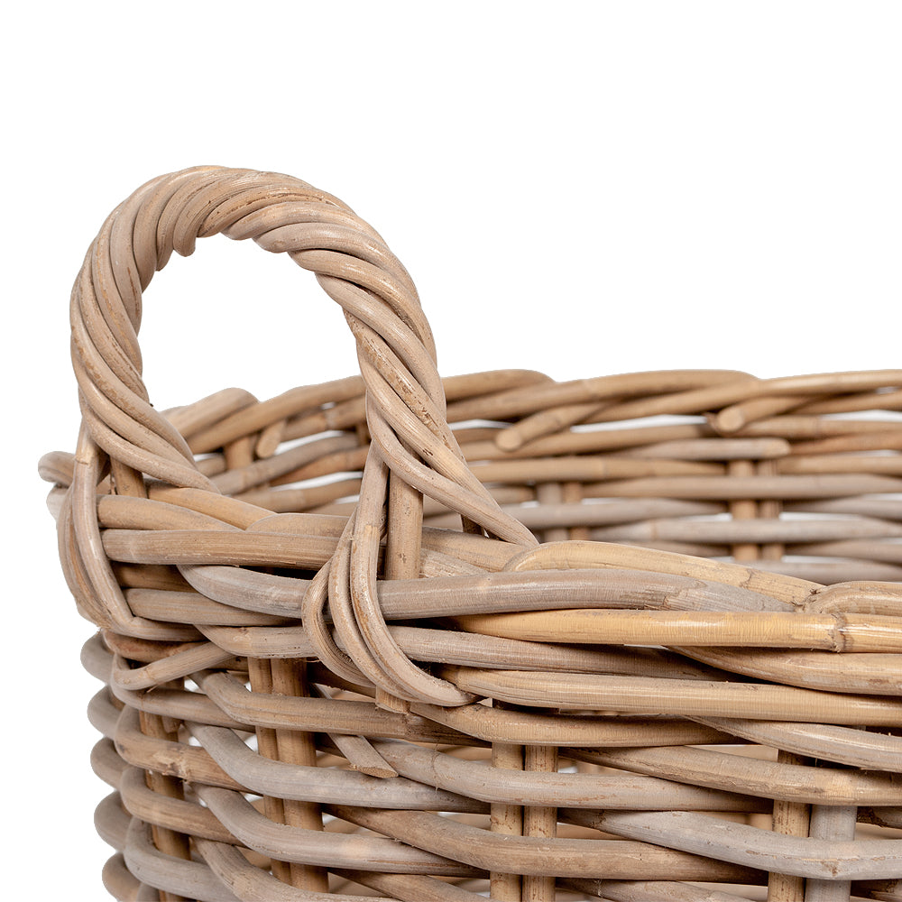 Rattan Korb DOBI-Big Grey ca. D60cm mit Griffen