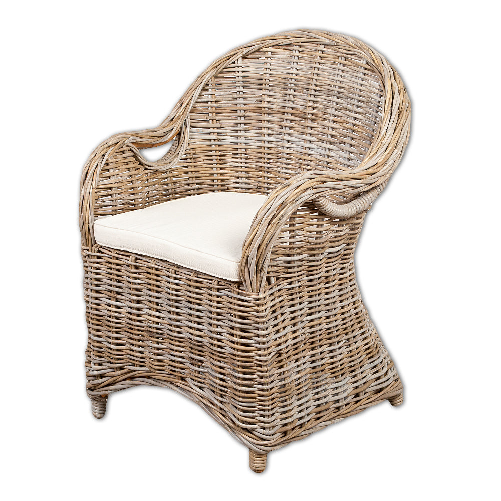 Rattan-Sessel CHARLOTTE Natural Grey inkl. Sitzkissen
