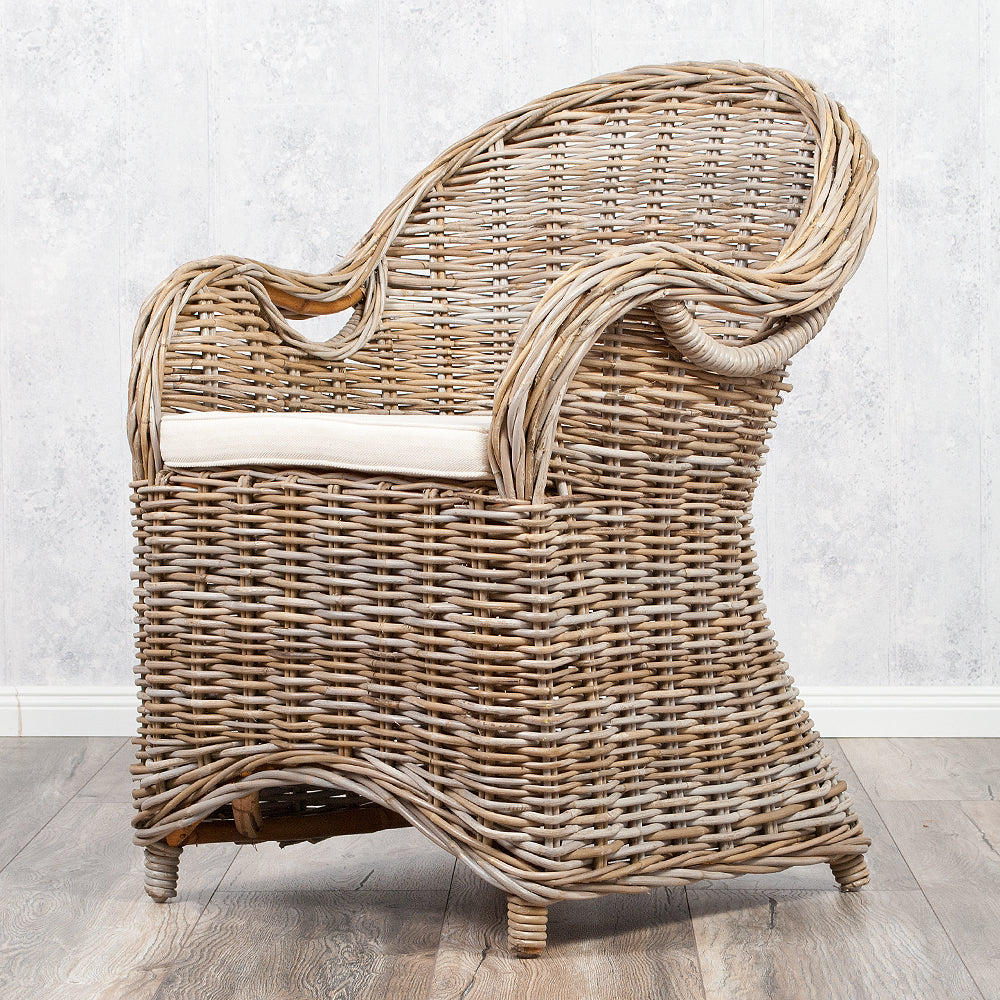 Rattan-Sessel CHARLOTTE Natural Grey inkl. Sitzkissen