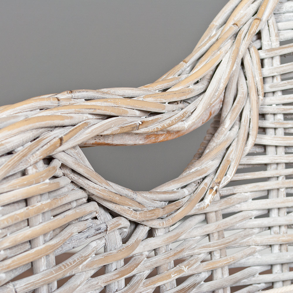 Rattan-Sessel CHARLOTTE White-Washed inkl. Sitzkissen