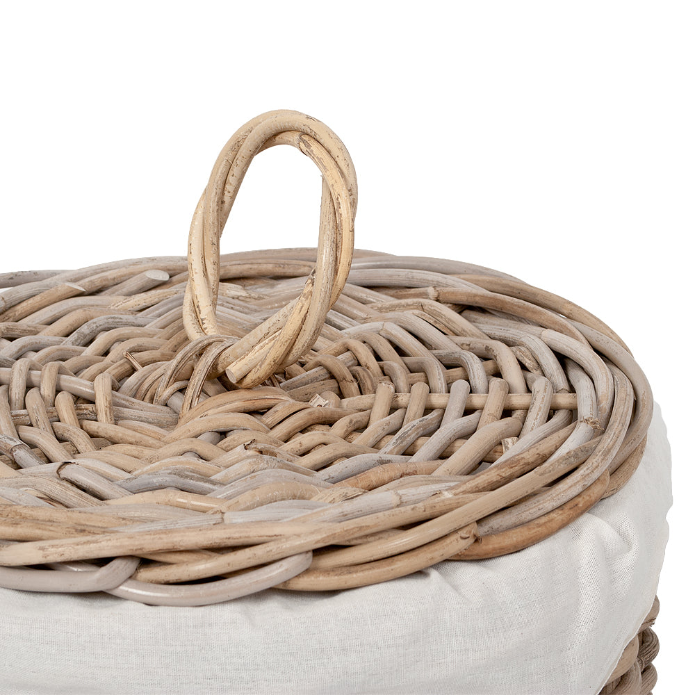 Rattankorb CIREBON-F Natural-Grau ca. 30x35cm Wäschekorb