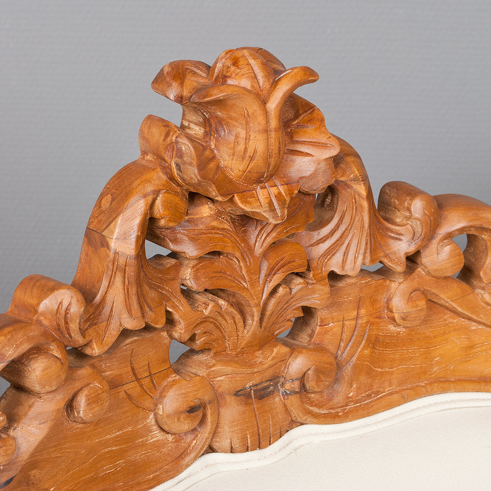 Sessel KARMA Teak & Stoffbezug Natural / Creme