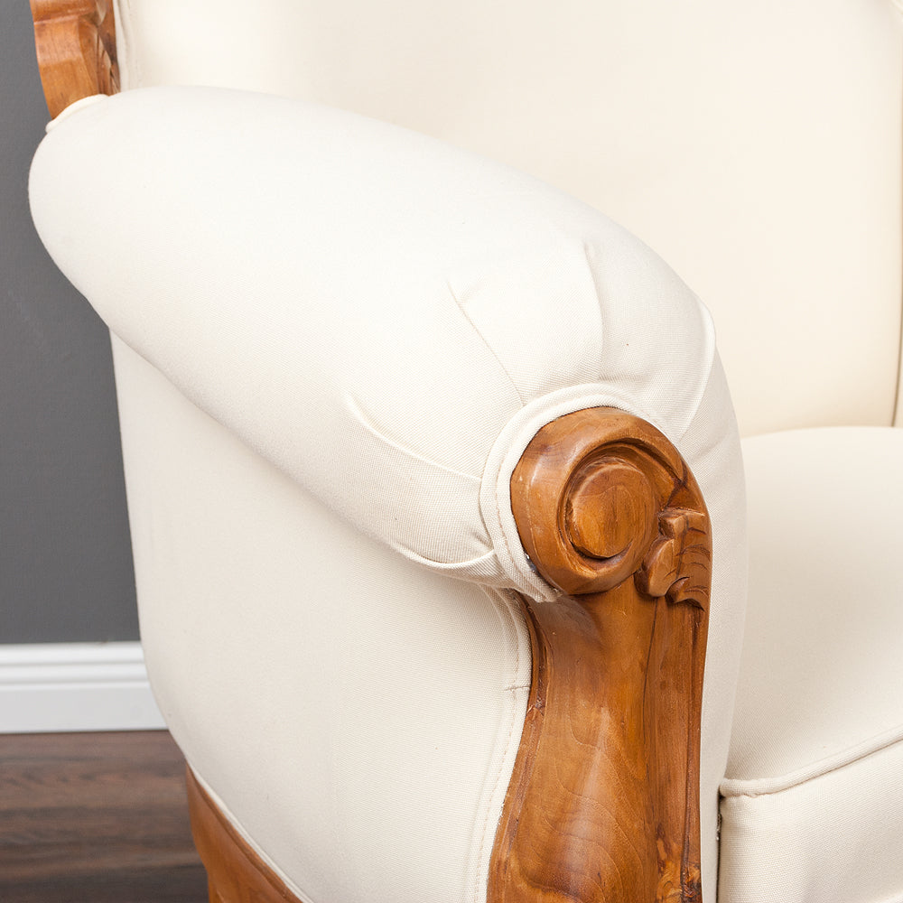 Sessel KARMA Teak & Stoffbezug Natural / Creme