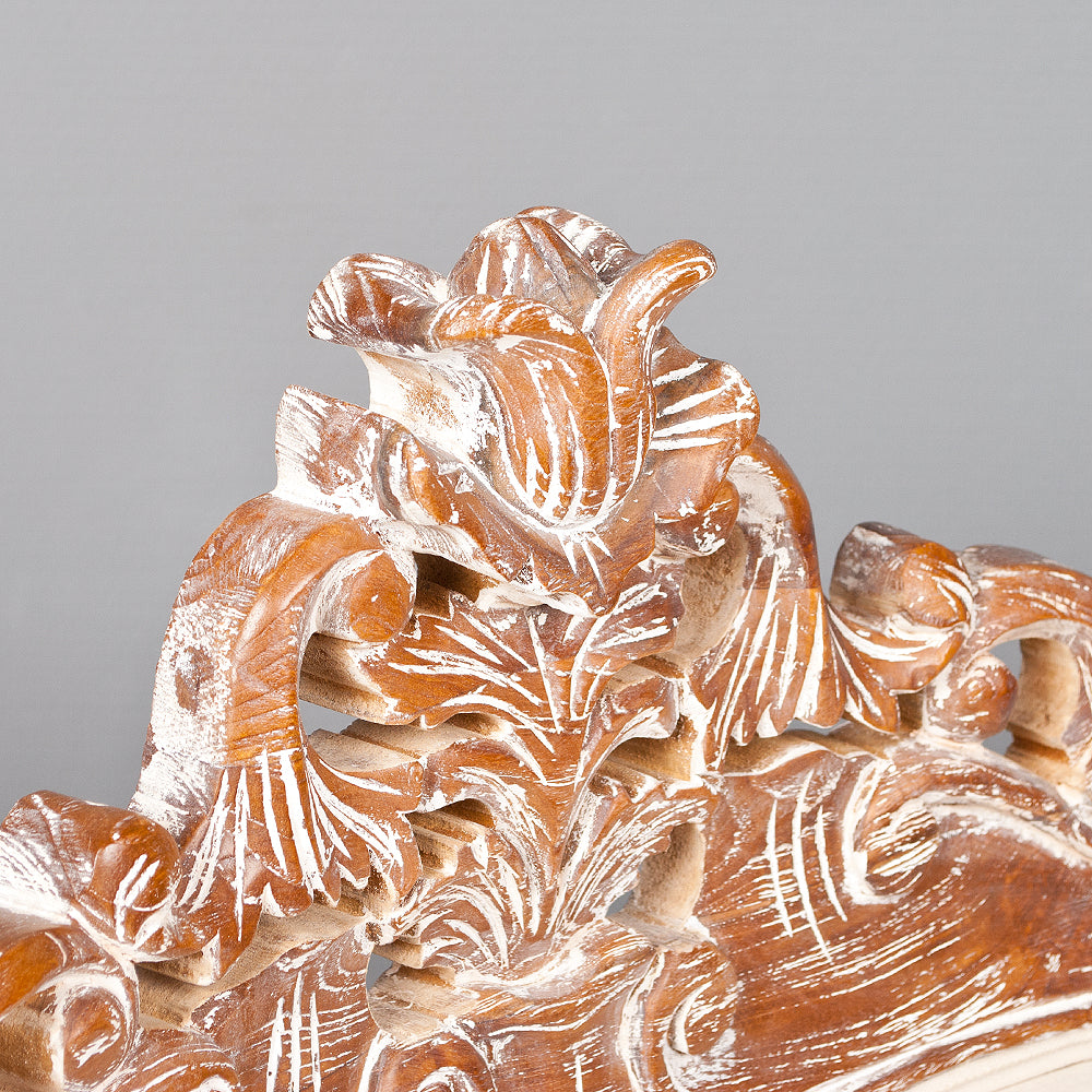 Sessel KARMA Teak Stoffbezug White Wash / Creme