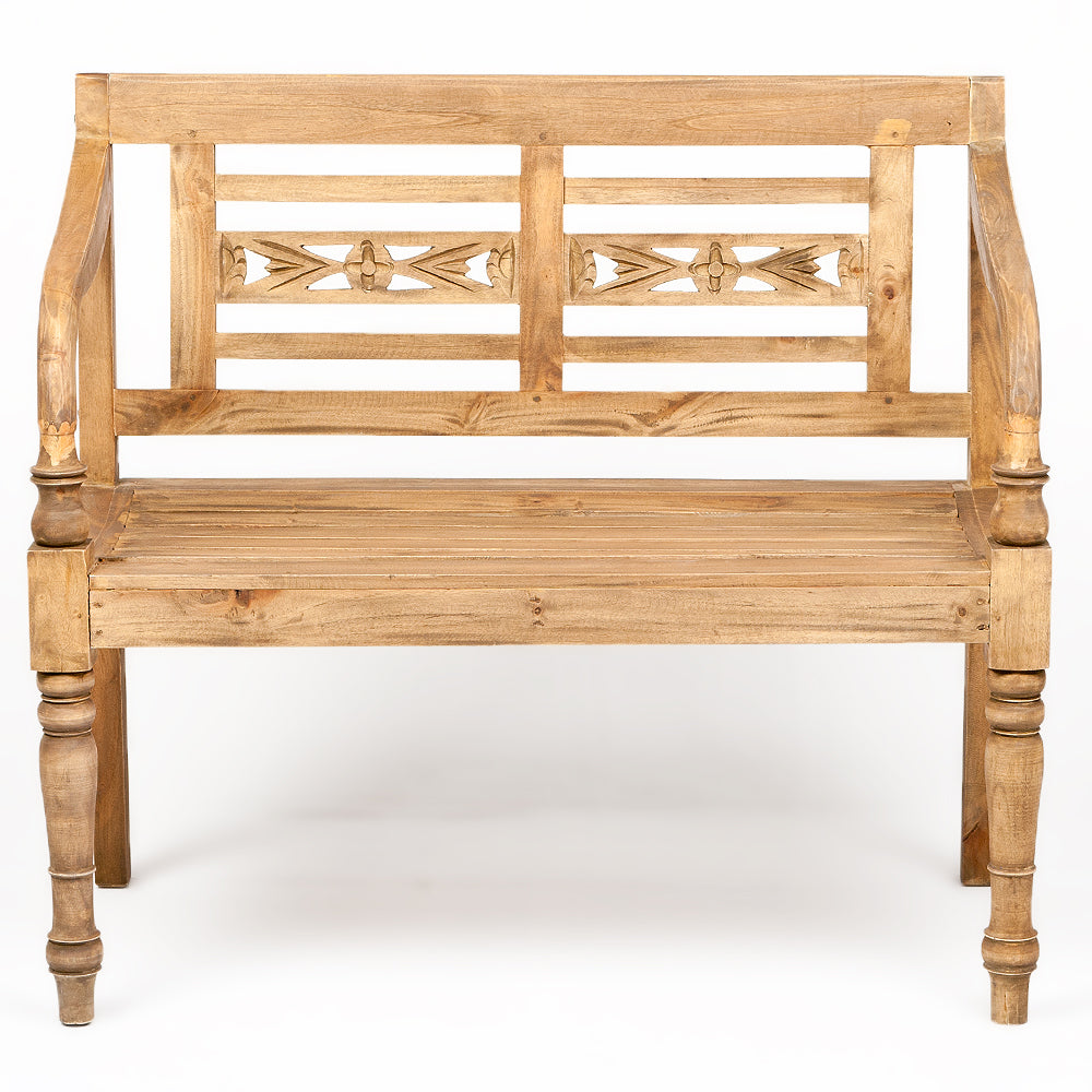 Massivholz Sitzbank CHRISTOS Antique-Natural 100cm Mahagoni