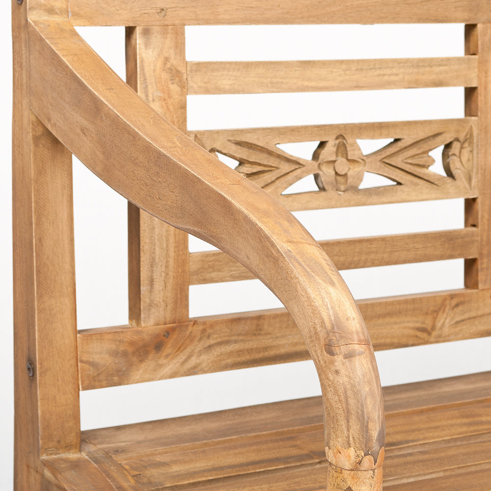 Massivholz Sitzbank CHRISTOS Antique-Natural 100cm Mahagoni