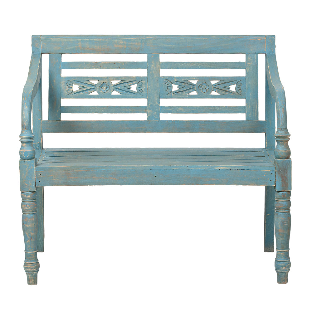 Sitzbank CHRISTOS Blue-Washed 100cm Mahagoni