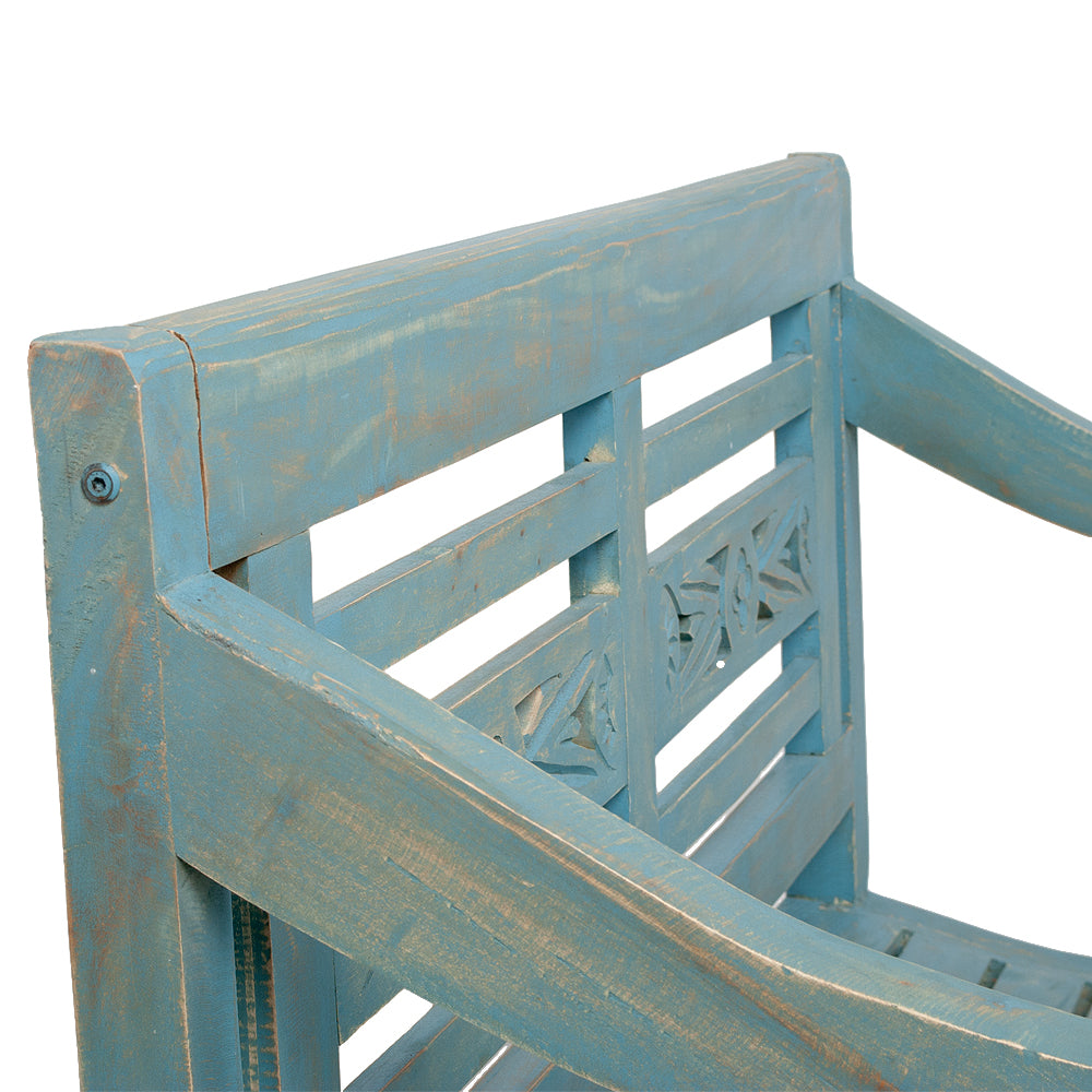 Sitzbank CHRISTOS Blue-Washed 100cm Mahagoni