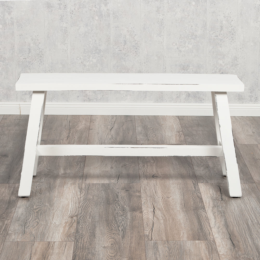 Massivholz Sitzbank RANCH Antik-Weiß Mahagoni ca. L90cm