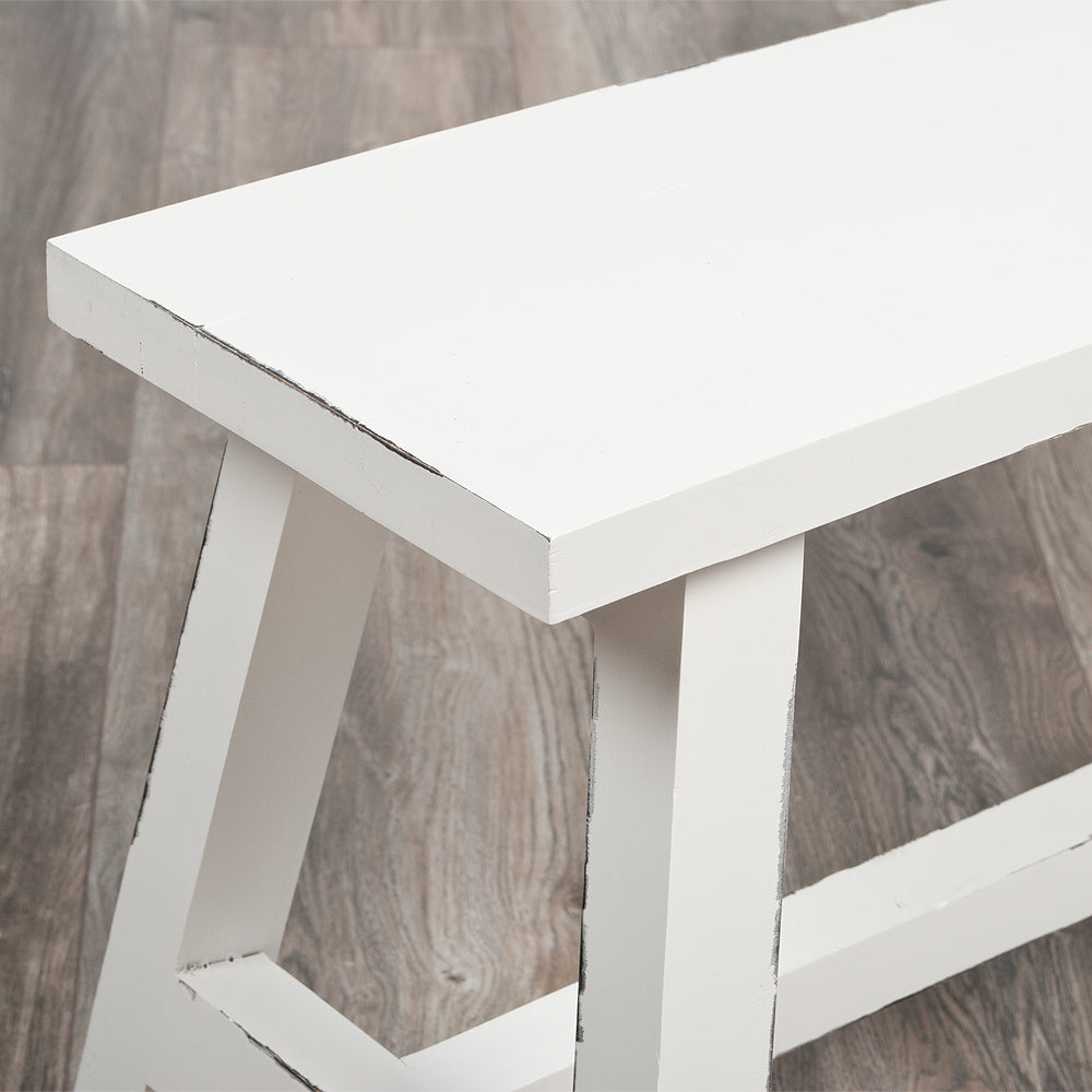 Massivholz Sitzbank RANCH Antik-Weiß Mahagoni ca. L90cm