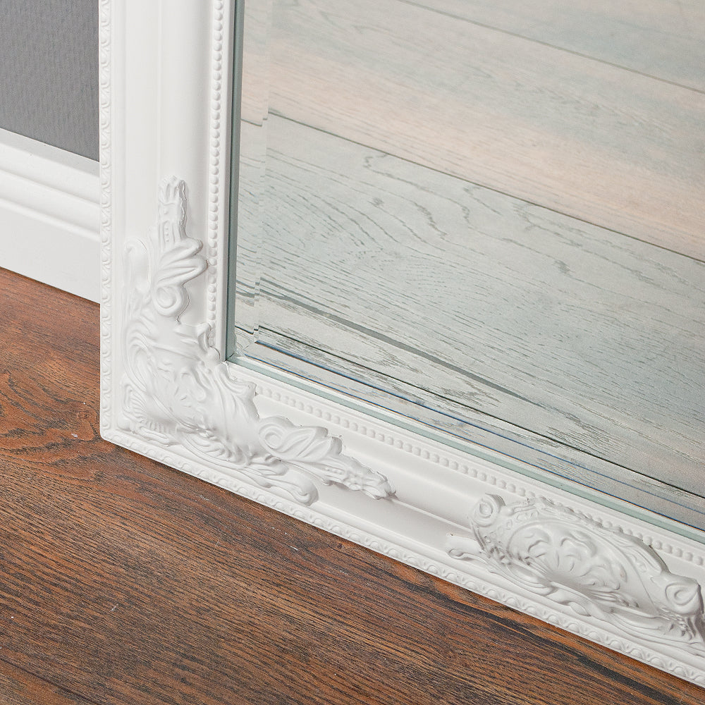 Eleganter Barock Spiegel BESSA 100x50cm weiss Holzrahmen