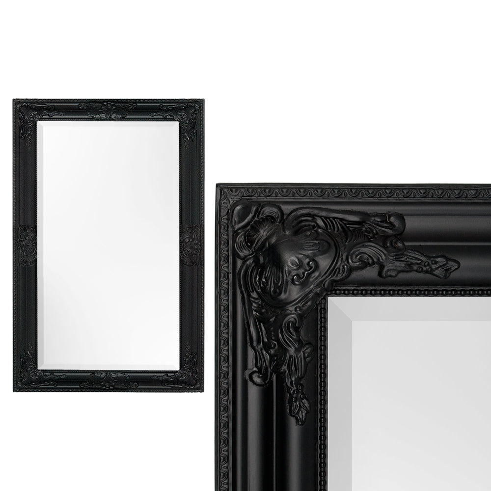 Eleganter Barock-Spiegel BESSA 80x60cm schwarz matt Holzrahmen