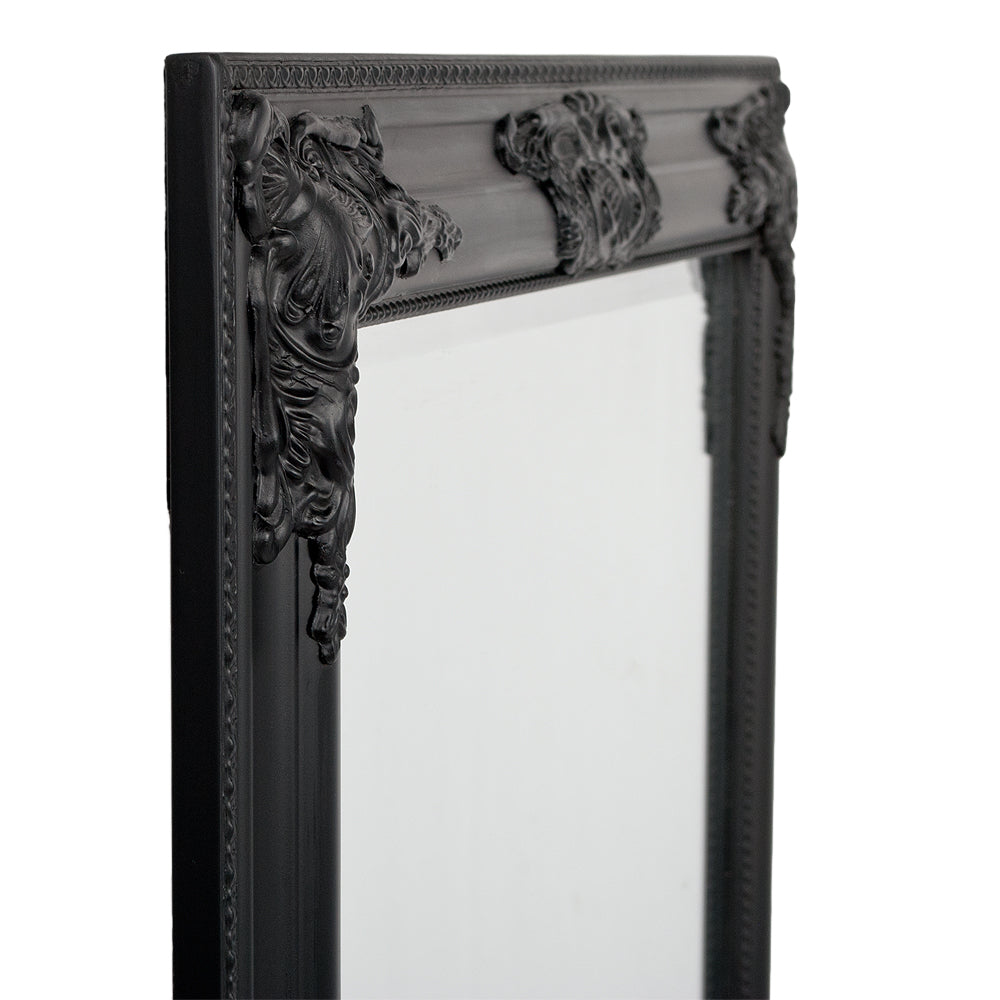 Eleganter Barock-Spiegel BESSA 80x60cm schwarz matt Holzrahmen