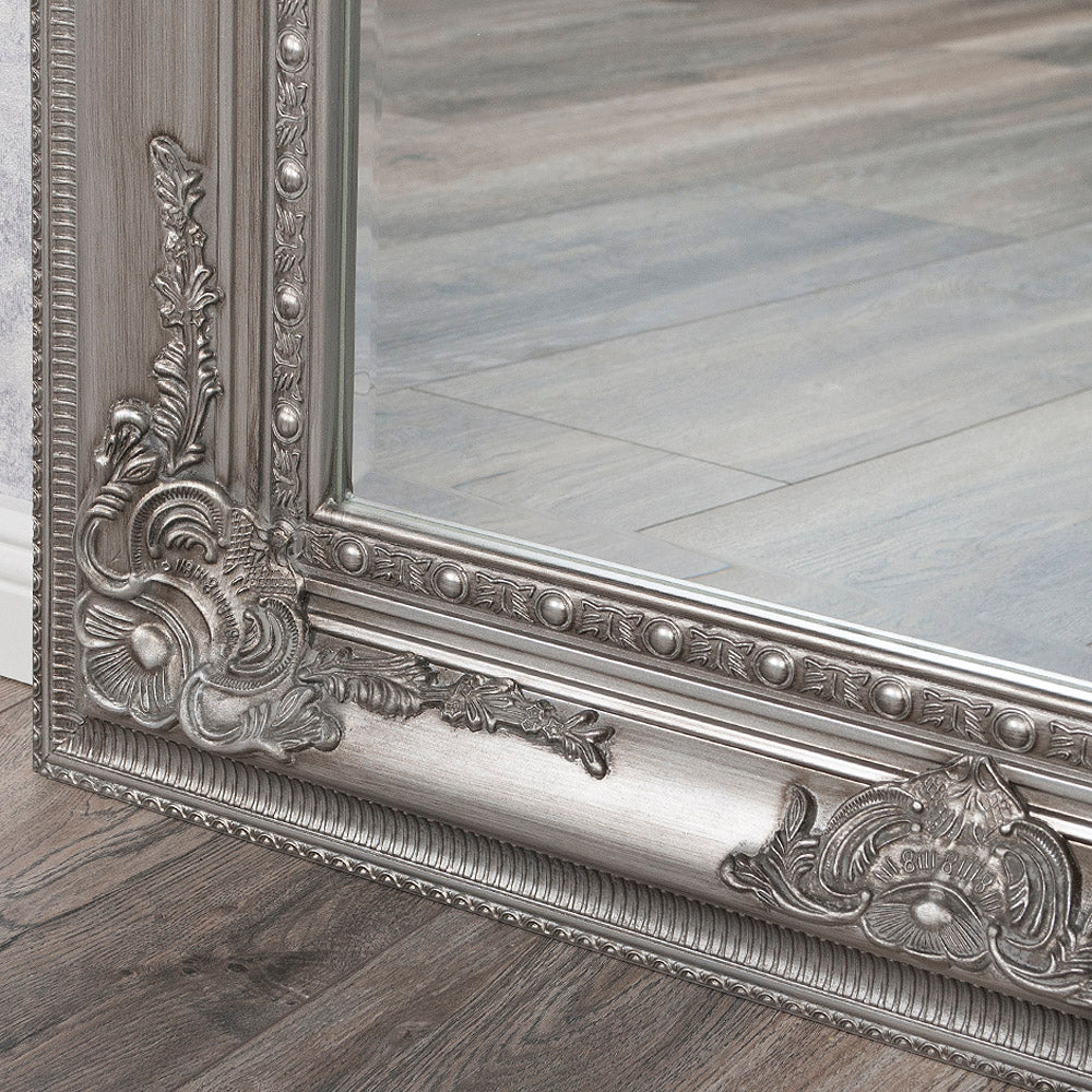 Romantischer Barock Spiegel EVE Silber-Antik ca. 180x100cm