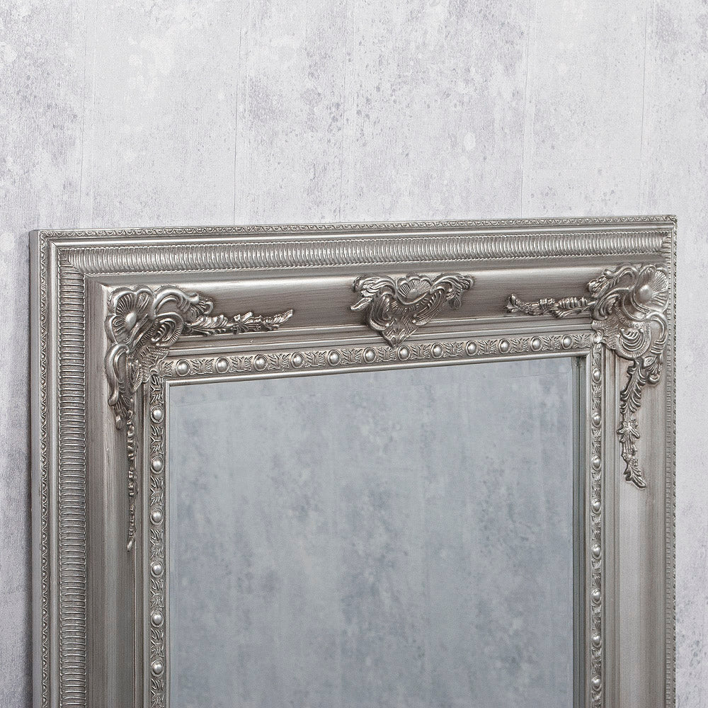 Romantischer Barock Spiegel EVE Silber-Antik ca. 180x100cm