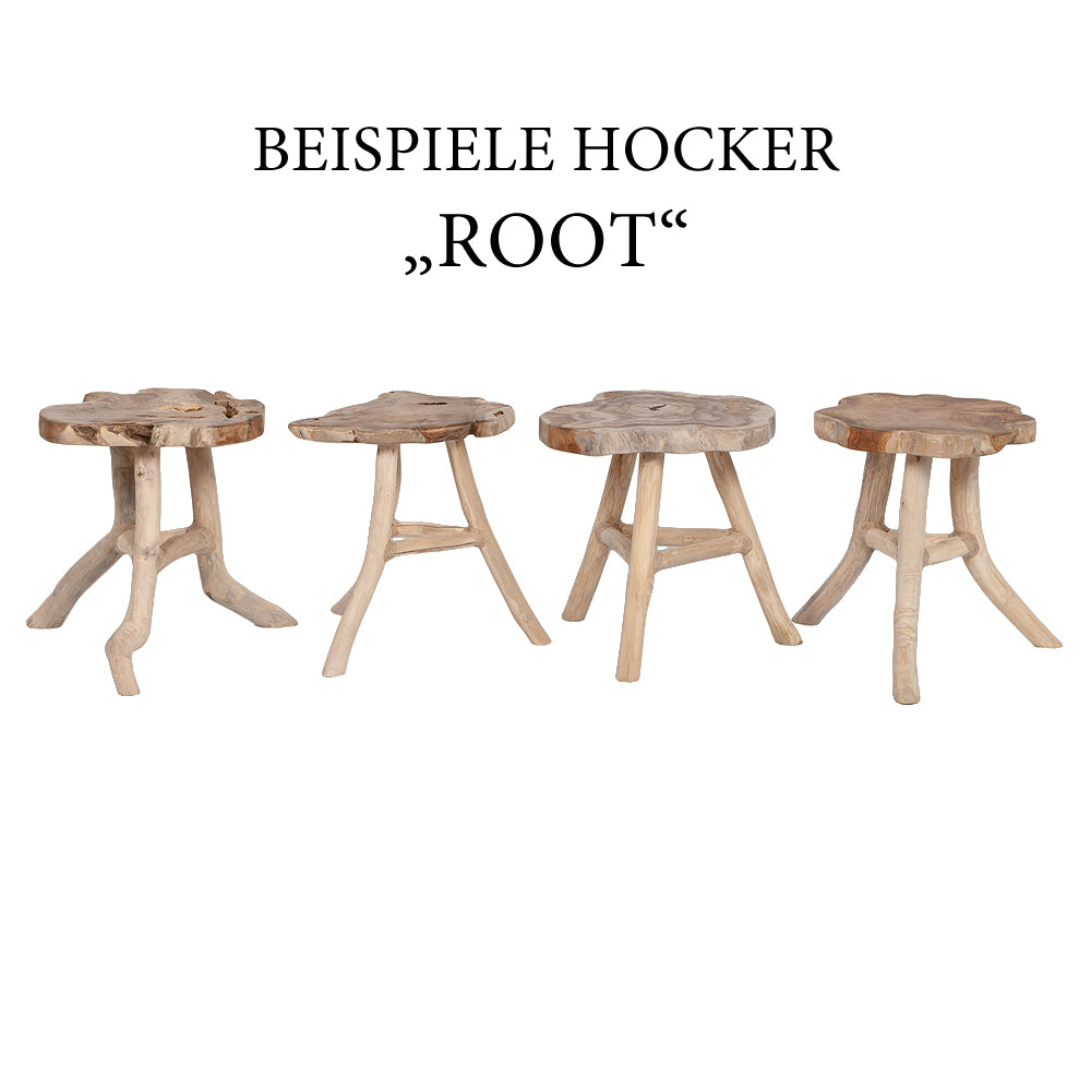 Teak Beistelltisch ROOT ca. H45cm ca. Ø40-45cm Natural massiv Couchtisch