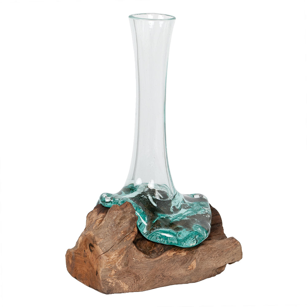 Teak Blumenvase DROP-A ca. H30cm