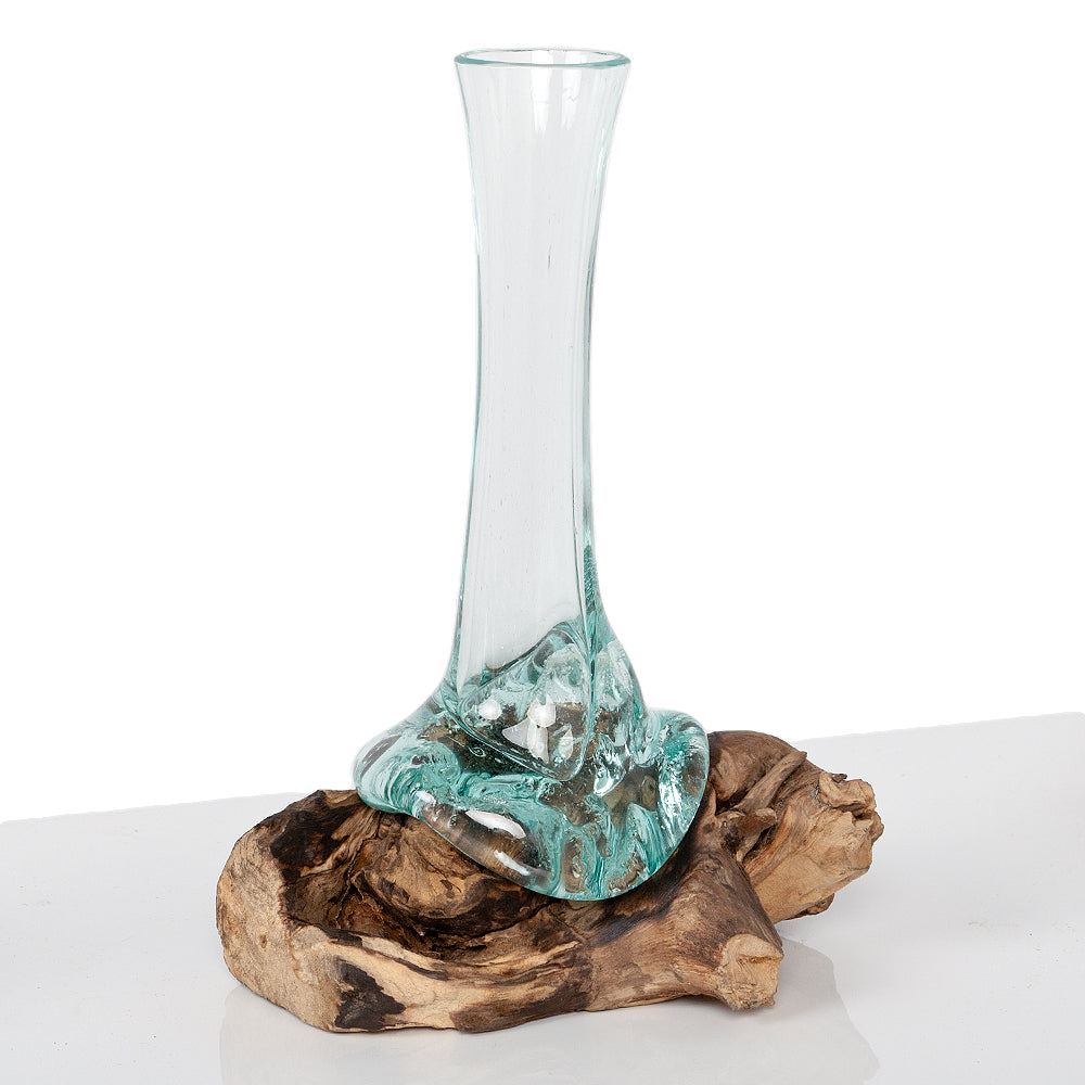 Teak Blumenvase DROP-A ca. H30cm