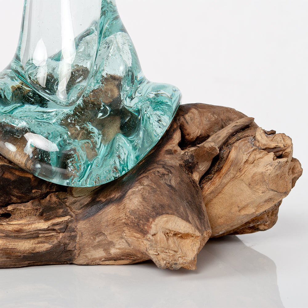 Teak Blumenvase DROP-A ca. H30cm