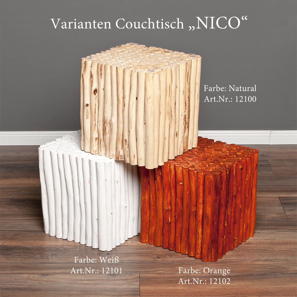 Teak Couchtisch NICO Natural inkl. Glasplatte 70x70cm