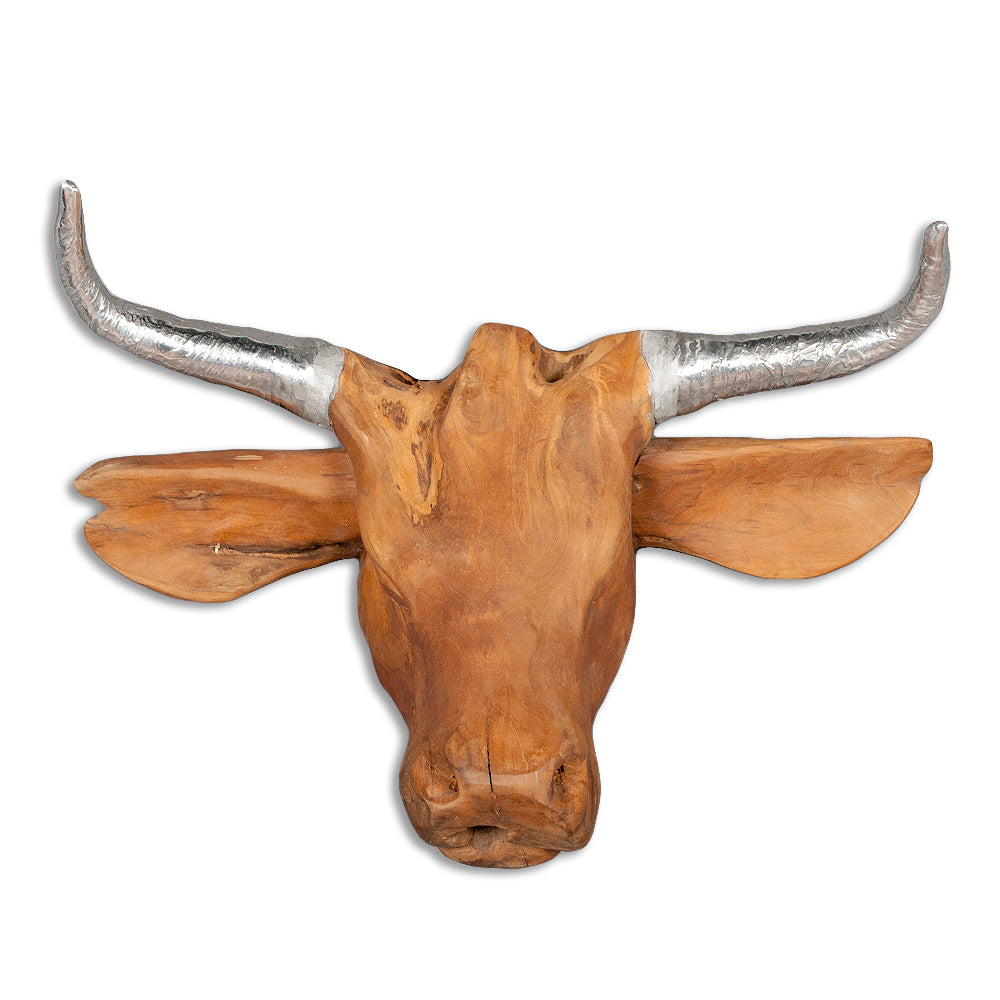Teak Deko-Schädel TAURO