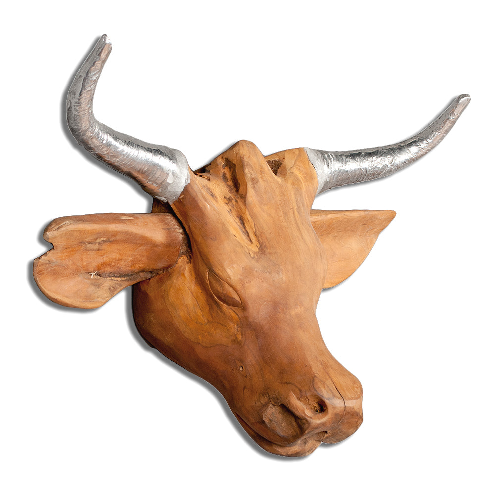 Teak Deko-Schädel TAURO
