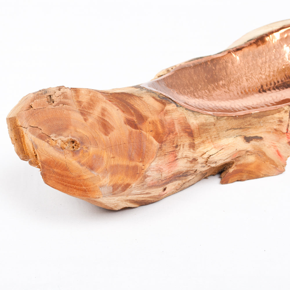 Teak & Kupfer Deko-Schale TEMBAGA-Five ca. 50cm Natural