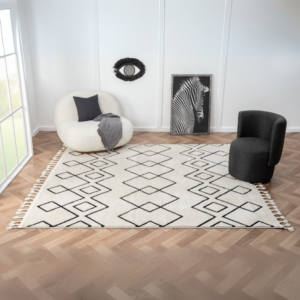 Teppich ORIENTAL quadratisch weiß 240 x 240 cm – LebensWohnArt