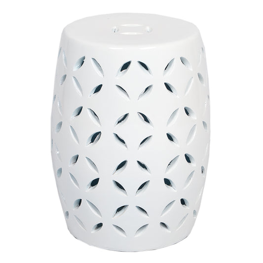 Terracotta Beistellisch MADARIN Farbe Weiß H40cm Hocker