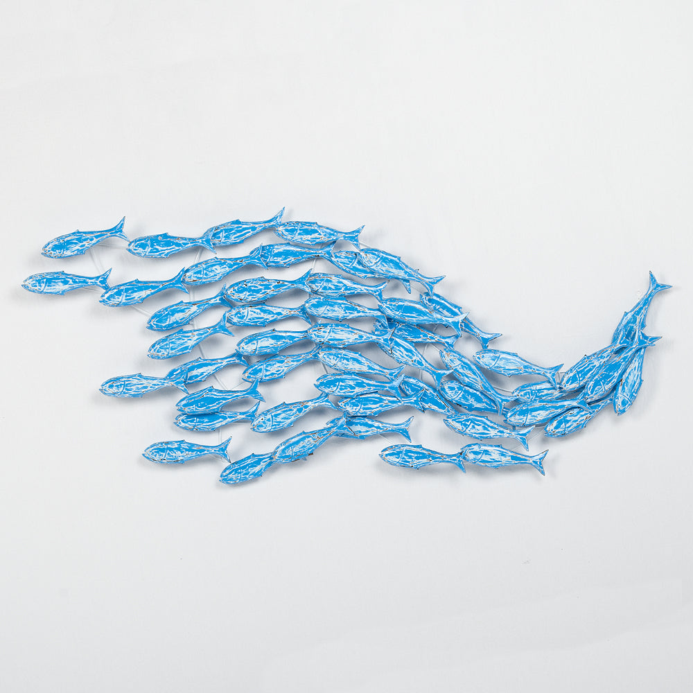 Wand-Deko IKAN Blue Wash ca. 180x70cm Albasia Holz Fische