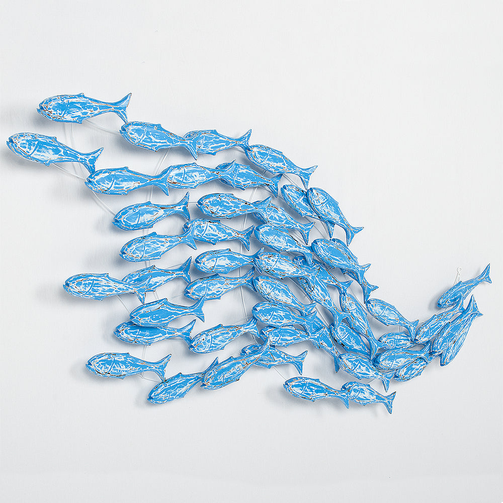 Wand-Deko IKAN Blue Wash ca. 180x70cm Albasia Holz Fische