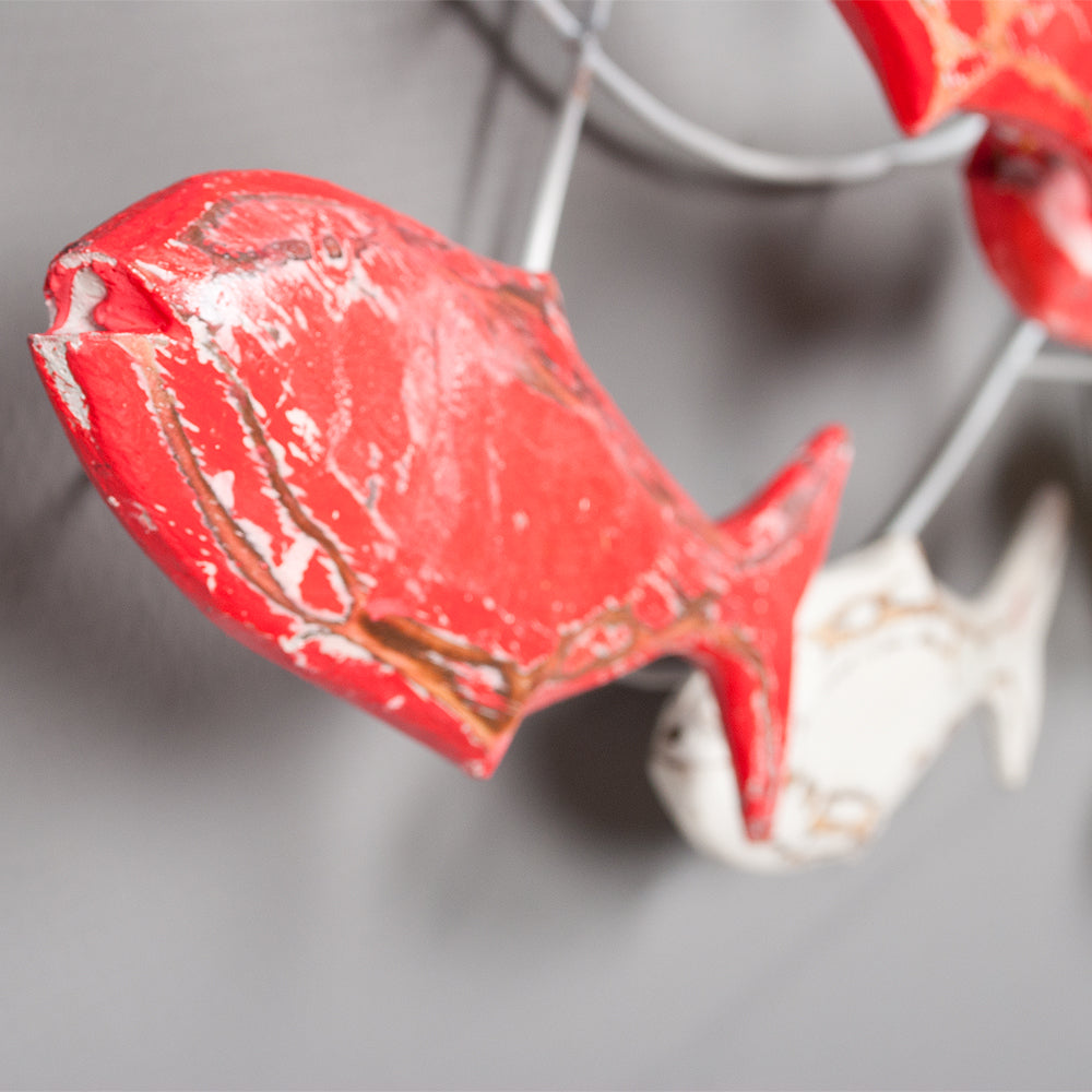 Wand-Deko IKAN Bunt ca. 180x70cm Holz Fische