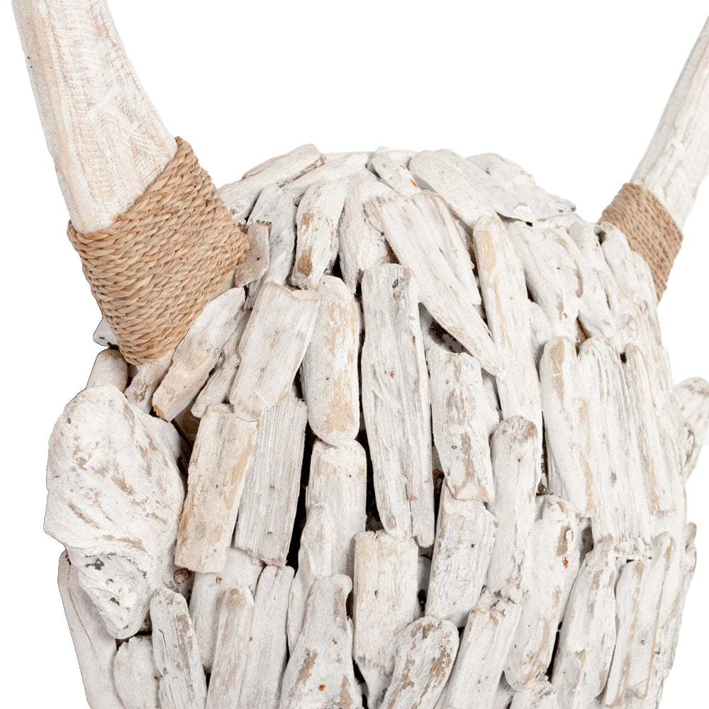 Wand Deko-Objekt BULL-SMALL White Wash