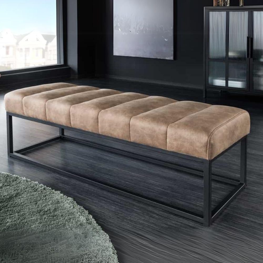 Design Sitzbank BELLE ca.110cm vintage taupe Mikrofaser Interieur – LebensWohnArt