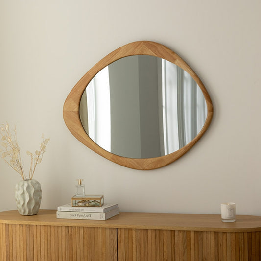 Massivholz Wandspiegel MATA 90 cm Natur Eichenholz-Design