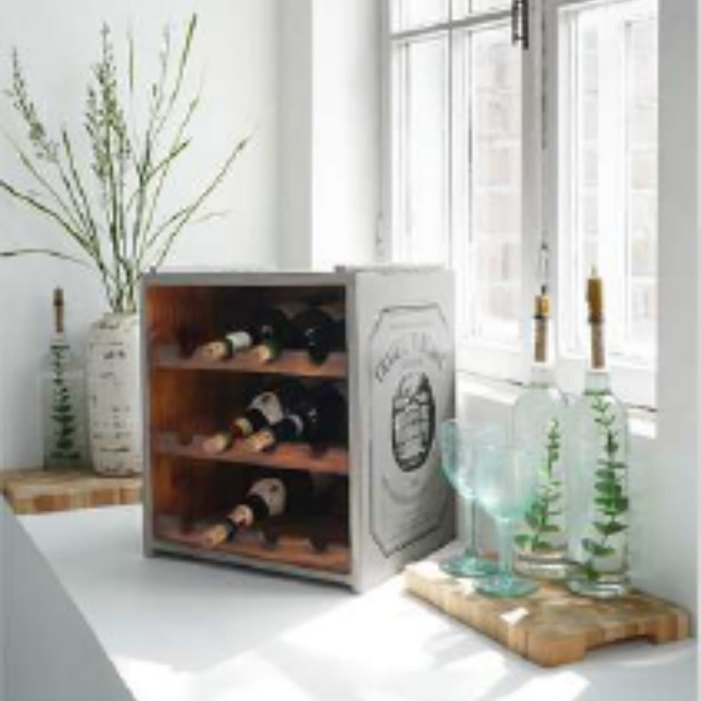 Flaschenbox SURAT Antique Grau 40cm Mahagoni Shabby Weinregal