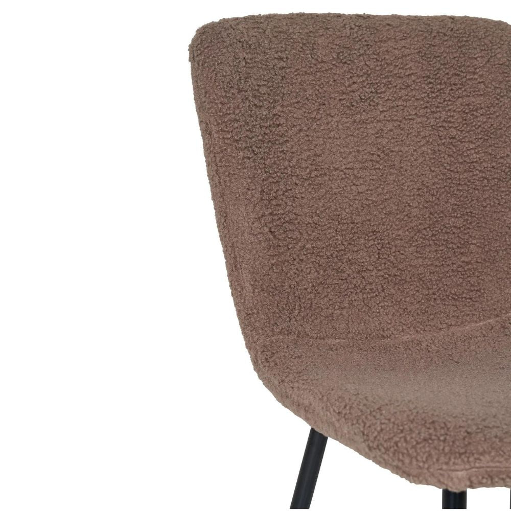 2er Set - Retro Stuhl HANNA braun Bouclé-Stoff schwarze Beine