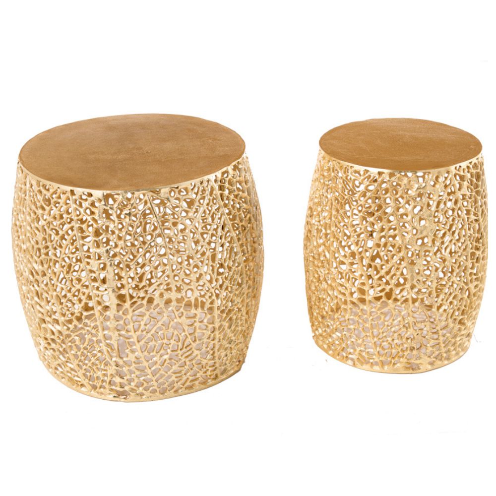 Extravagantes 2er Set Couchtisch RIXOS gold Metall Handarbeit