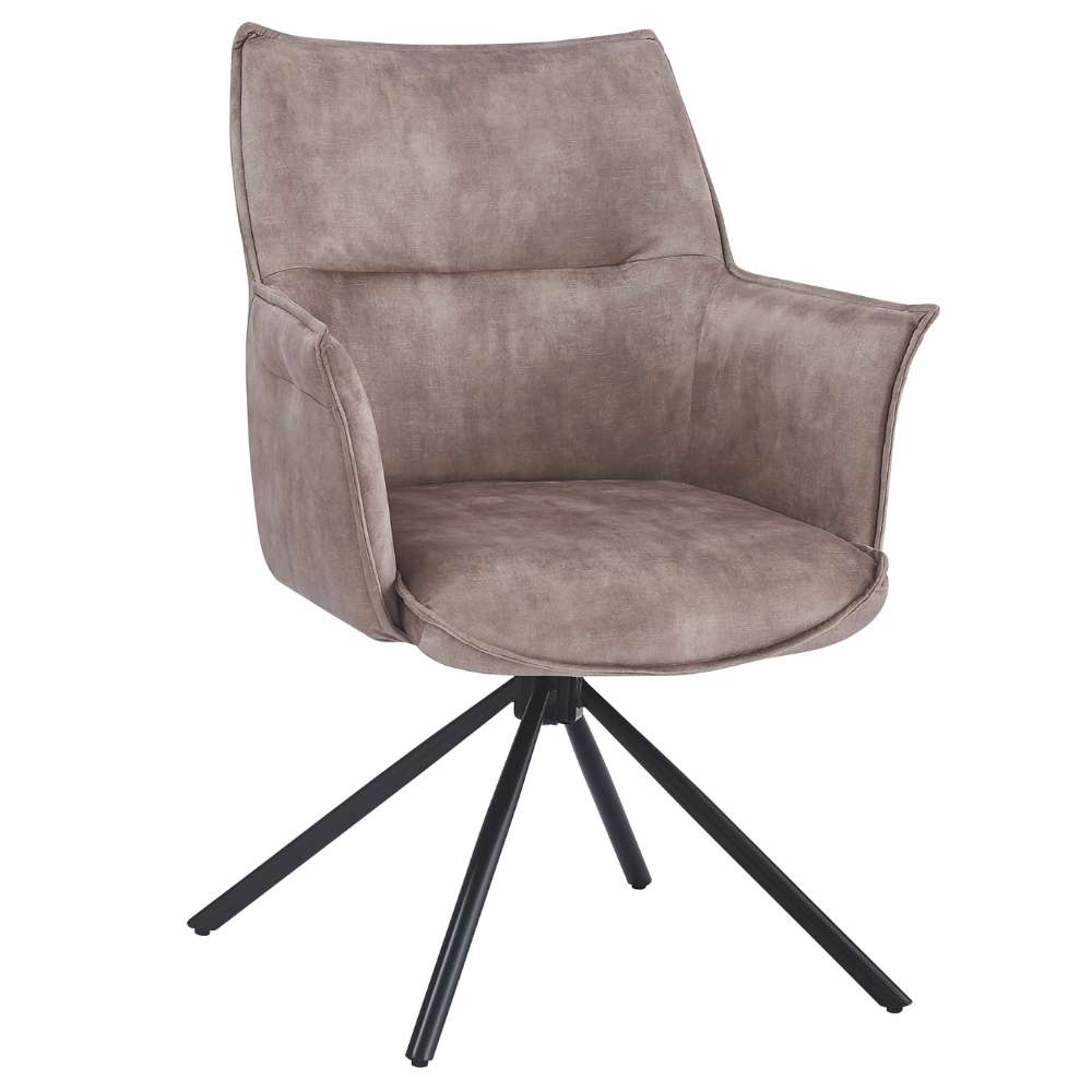 Drehbarer Design Stuhl AURELIA creme Samt Metallgestell 360°