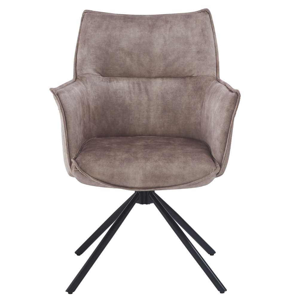 Drehbarer Design Stuhl AURELIA creme Samt Metallgestell 360°