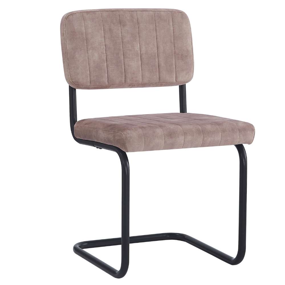Klassiker Freischwinger LIBERA creme Samt Metallgestell schwarz
